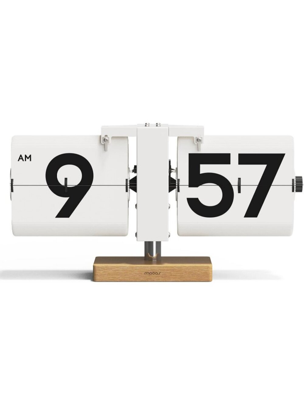 Home White Analog Quartz Large Number Big Wood Vintage Design Flip Desk Clock